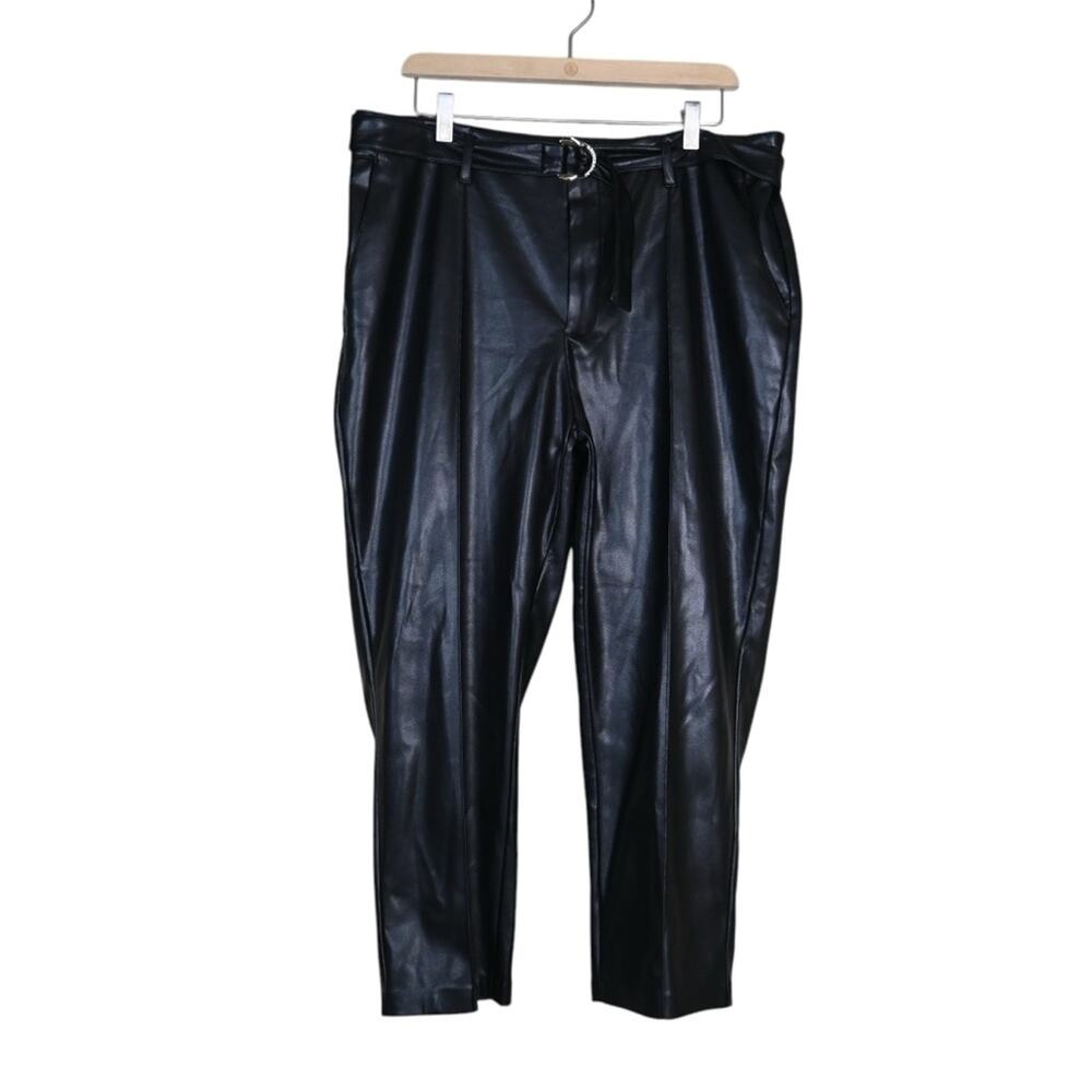 Marc New York Andrew Marc Womens 14 Faux Leather Black Crop Pants